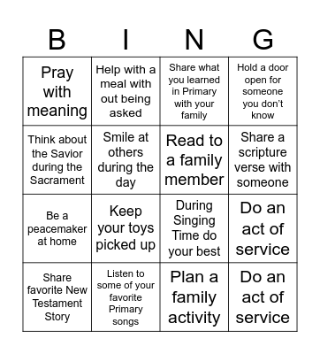 Summer Bingo Card