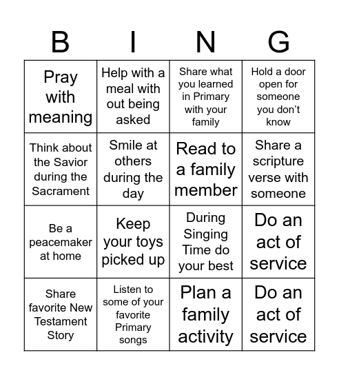 Summer Bingo Card