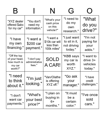 A Day in Sales Bingo Card