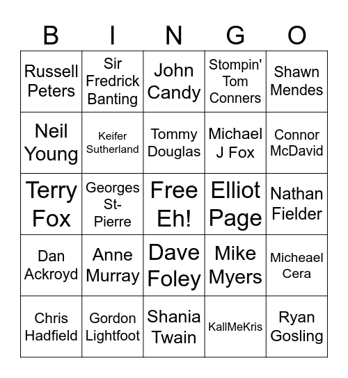 C   A  N   A   D   I   A   N Bingo Card