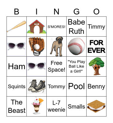 Sandlot Bingo Card