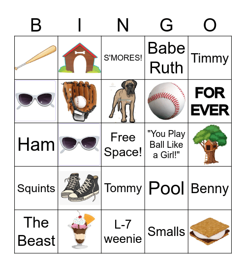 Sandlot Bingo Card