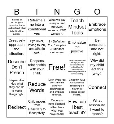 No-Drama Discipline Bingo Card