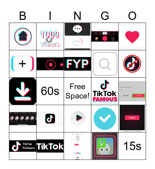 TIK TOK Bingo Card