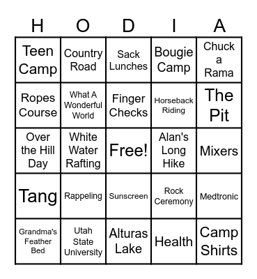 H O D I A Bingo Card