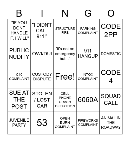 911 4th Of July Bingo Card