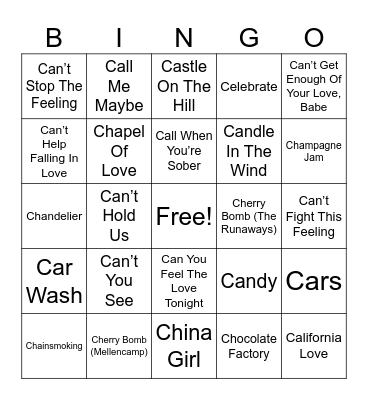 C TITLES (1) MUSIC Bingo Card