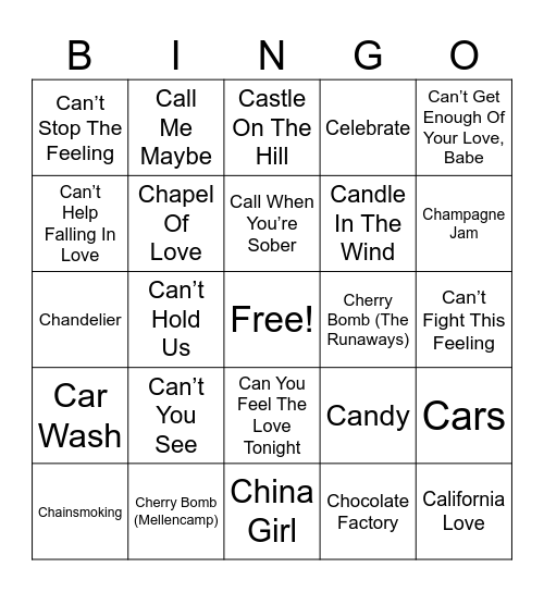 C TITLES (1) MUSIC Bingo Card