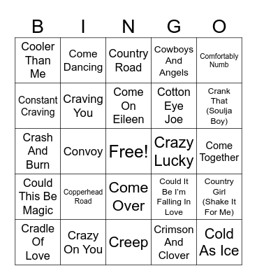 C TITLES (2) MUSIC Bingo Card