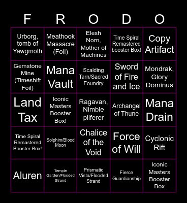 Return to the Shire! Bingo Card