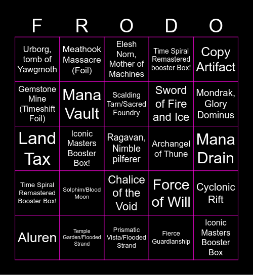 Return to the Shire! Bingo Card