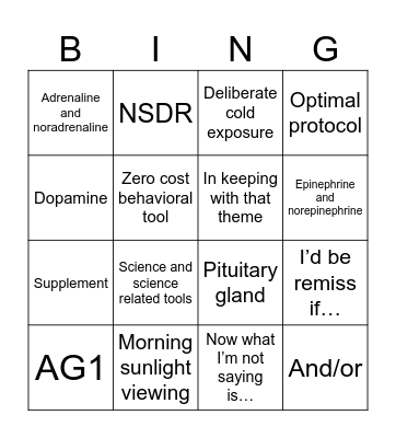 Huberman Labs Bingo Card