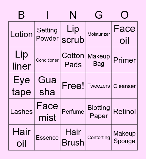 Beauty Bingo Card
