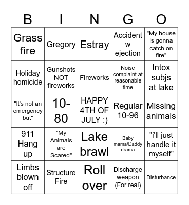 4th Of July Bingo Card