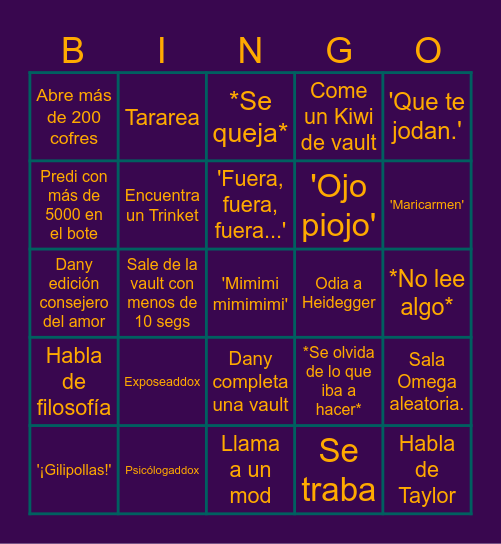 Danymaddox Bingo Card