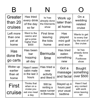 BERMUDA Bingo Card