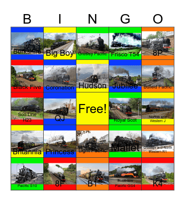 Steam, Smoke and Thunder Bingo Card