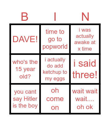 Aron Bingo Card