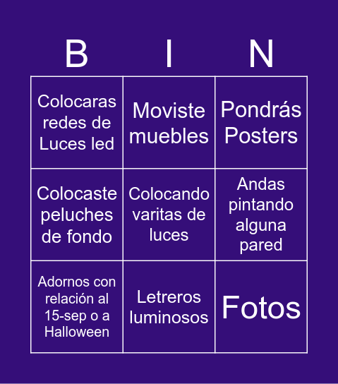 Cuarto Bingo Card