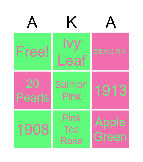 AKA BINGO Card