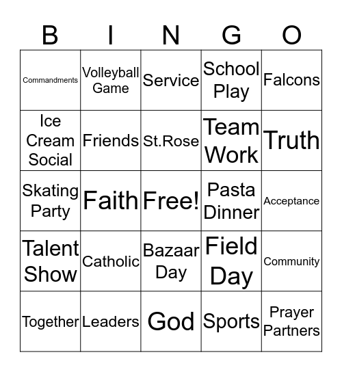 Catholic School's Week Bingo Card