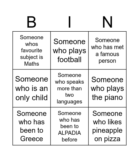 Diversity Bingo! Bingo Card