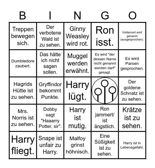 Harry Potter und der Stein der Weisen Bingo Card