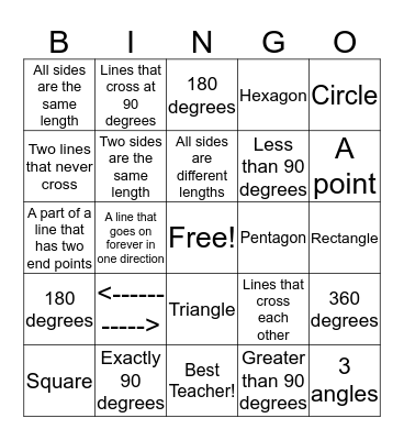 Geometry BINGO Card