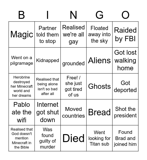 Kyo Bingo Card