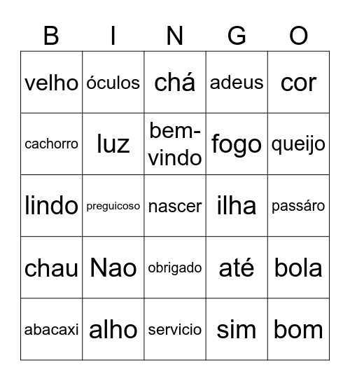 Portugiesisch für WJT Fahrer*innen Bingo Card
