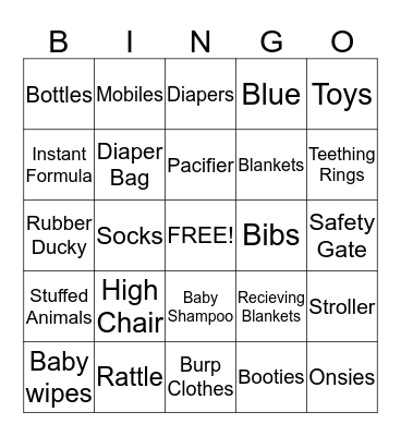 Baby Present Bingo Card
