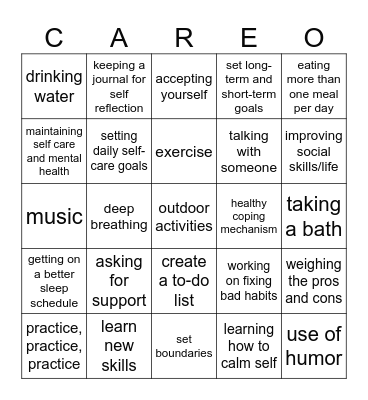 self care bingo Card