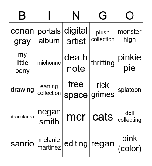 Taste Bingo Card