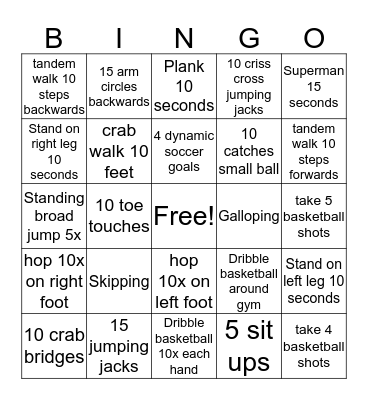 PT Bingo Card