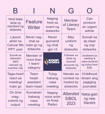 K O O P . W O R K S Bingo Card