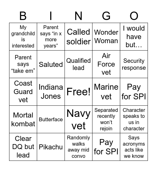 Comic con Bingo Card