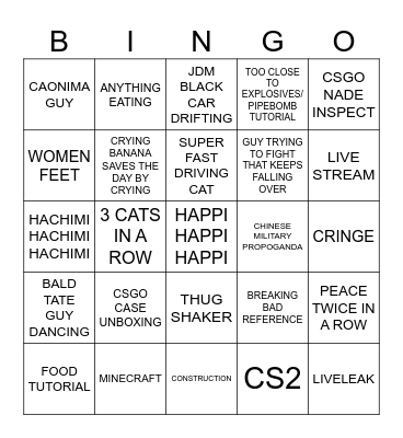 IF SOMEONE DOES A HANDSTAND ITS INTSANT BINGO Card
