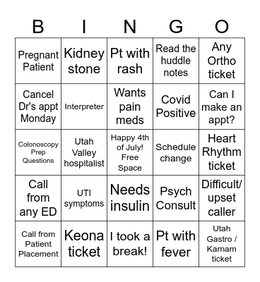 4th of July Bingo Card