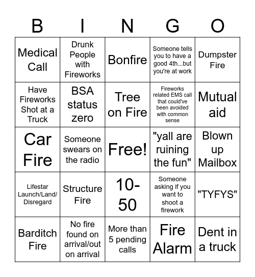 4th of July BINGO Card