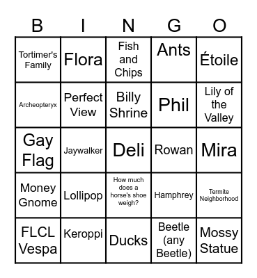 RAD island Bingo Card