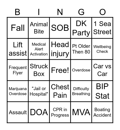 4th of July EMS Bingo Card