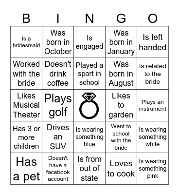 Find the Guest Bingo Card