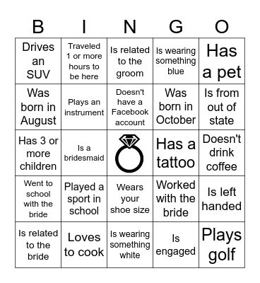 Find the Guest Bingo Card