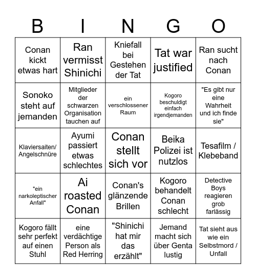 Detektiv Conan Bingo Card