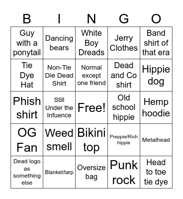Dead Bingo Card