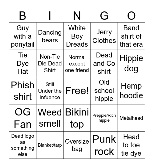 Dead Bingo Card