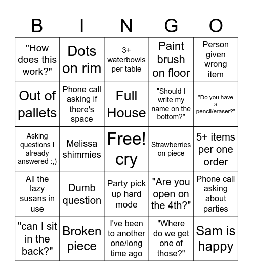 Special Edition Bingo Card