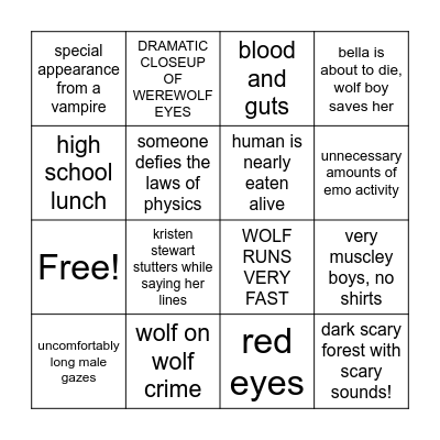Twilight Bingo🥀🐺 Bingo Card