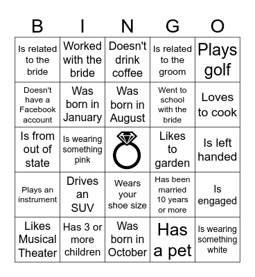 Find the Guest Bingo Card