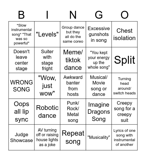 Furry Dance Comp Bingo V1.1 Bingo Card